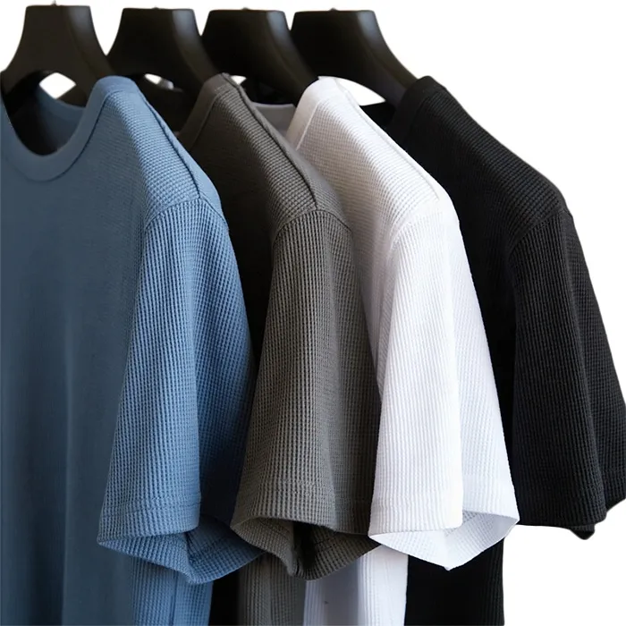 Men Waffle Fabric Custom Solid Tshirts Manufacturer Bangladesh